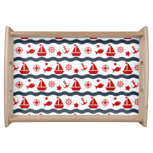 Cute Maritime Pattern Serving Tray
