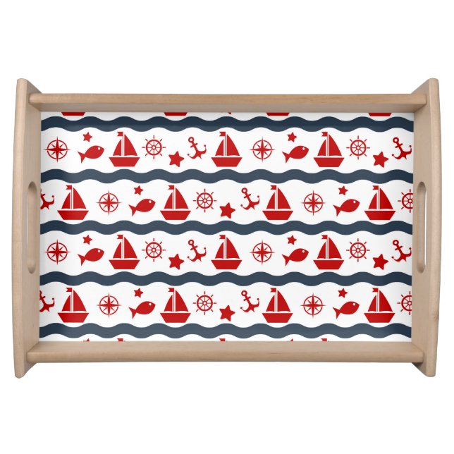 Cute Maritime Pattern Serving Tray (Front)
