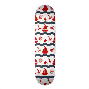 Cute Maritime Pattern Skateboard Deck