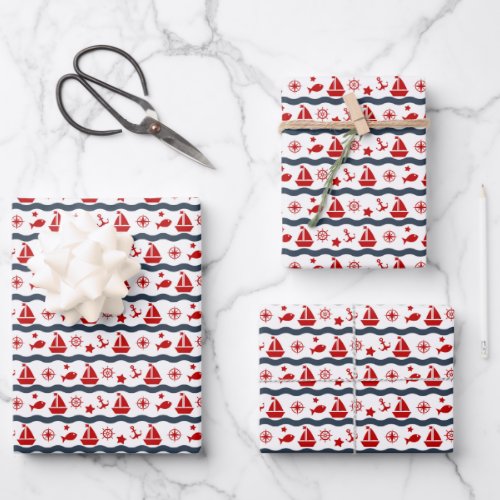 Cute Maritime Pattern Wrapping Paper Sheets