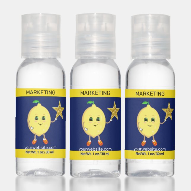 Cute marketing lemon, editable text & star logo hand sanitizer (Set)