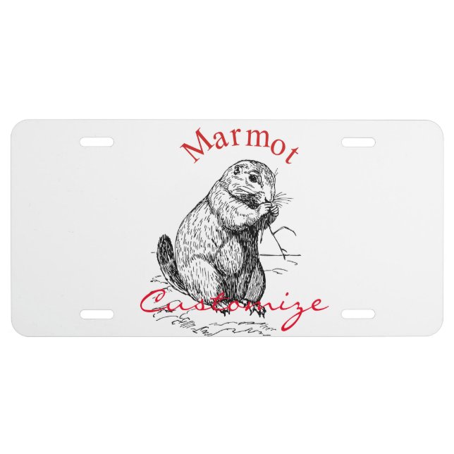 Cute Marmot Animal Thunder_Cove License Plate (Front)