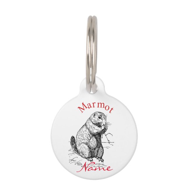 Cute Marmot Animal Thunder_Cove Pet ID Tag (Back)