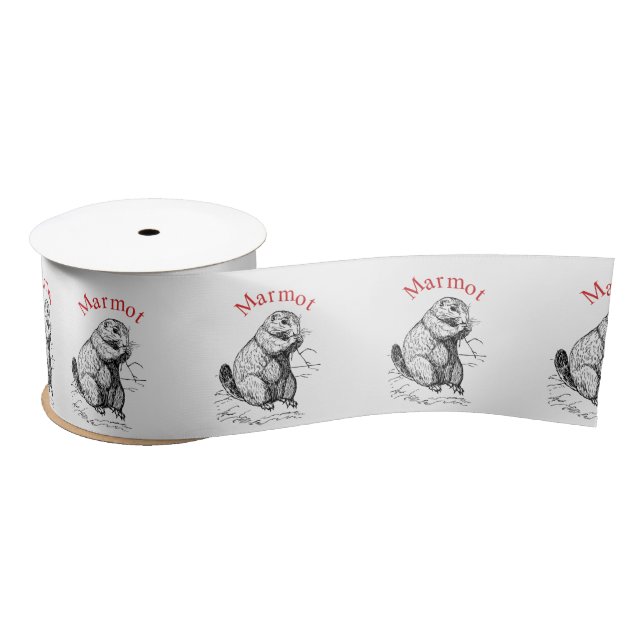 Cute Marmot Animal Thunder_Cove Satin Ribbon (Spool)