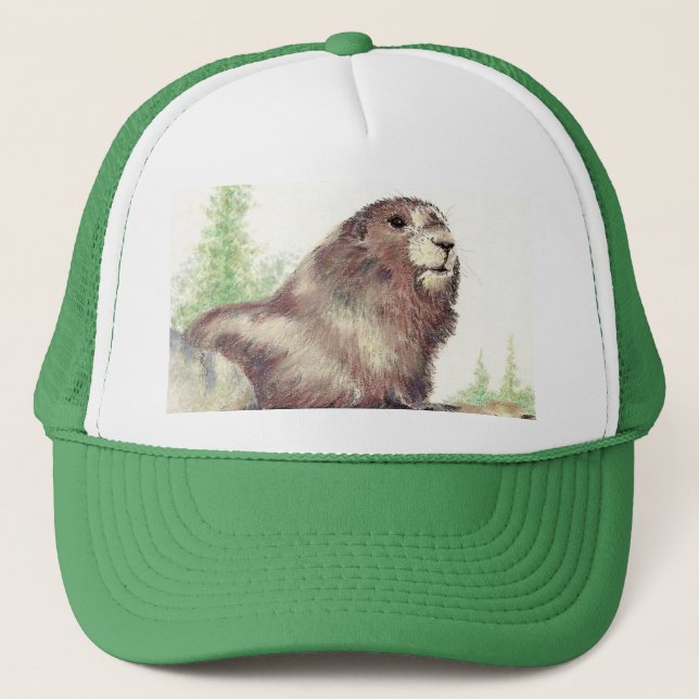 Cute Marmot, Nature, Wildlife, Animal Trucker Hat (Front)