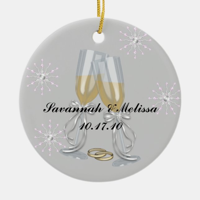 Cute Married; Our First Christmas Ceramic Ornament (Front)