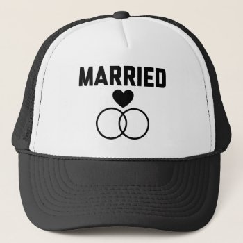 Cute Married Wedding Gift Trucker Hat by OniTees at Zazzle