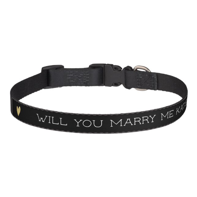 Cute Marry Me Wedding Proposal Pet Collar (Front)