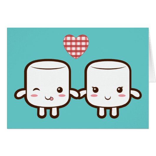 Cute Marshmallow couple Cards (Front Horizontal)