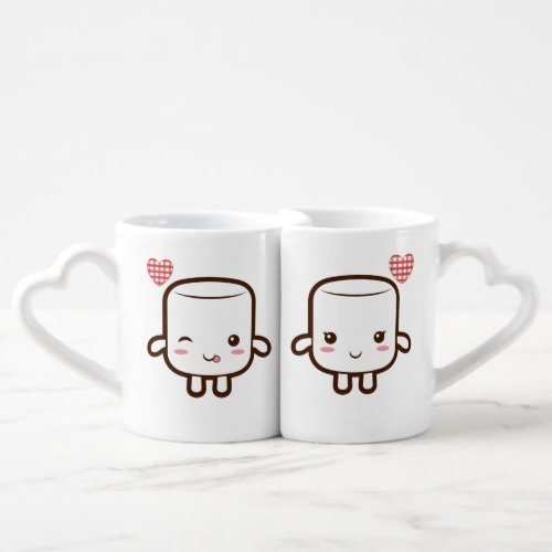 Cute Marshmallow couple Coffee Mug Set