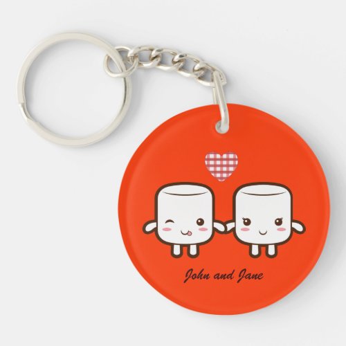 Cute Marshmallow couple Keychain