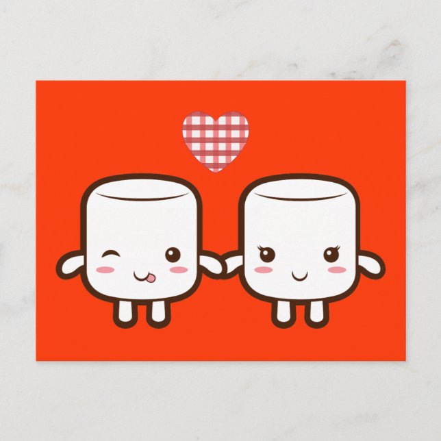 Cute Marshmallow couple Postcard (Front)