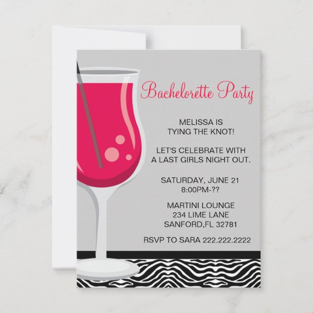 Cute Martini Bachelorette Party Invitation (Front)