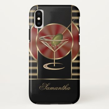 Cute Martini Cocktail Personalized Iphone X Case by LaBoutiqueEclectique at Zazzle
