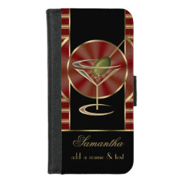 Cute Martini Cocktails Personalized iPhone 8/7 Wallet Case