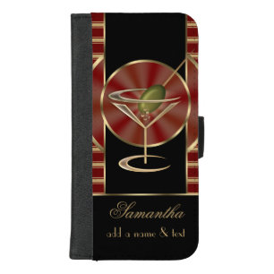 Cute Martini Cocktails Personalized iPhone 8/7 Plus Wallet Case