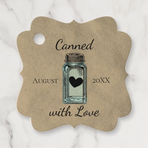 Cute Mason Jar Canned With Love Dated Kraft  Favor Tags