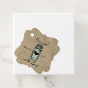 Cute Mason Jar Canned With Love Dated Kraft Favor Tags