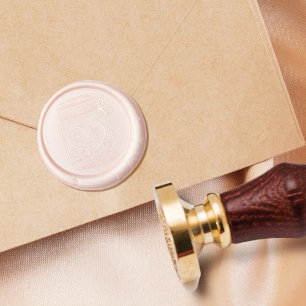 Cute Mason Jar Hearts Couple's Wedding Monogram Wax Seal Stamp