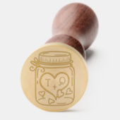 Cute Mason Jar Hearts Couple's Wedding Monogram Wax Seal Stamp (Front)