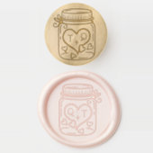 Cute Mason Jar Hearts Couple's Wedding Monogram Wax Seal Stamp (Stamped)