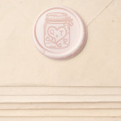 Cute Mason Jar Hearts Couple's Wedding Monogram Wax Seal Sticker (Front)