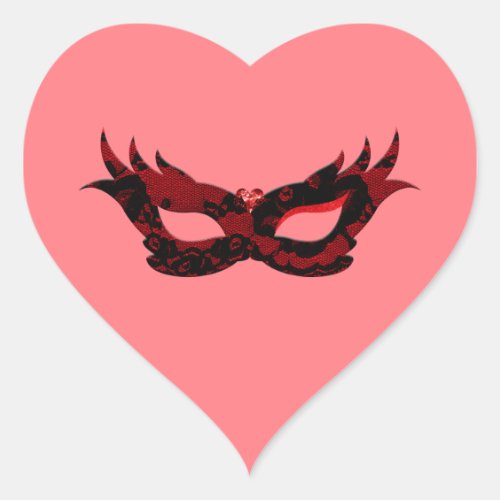 Cute Masquerade Mask Heart Sticker