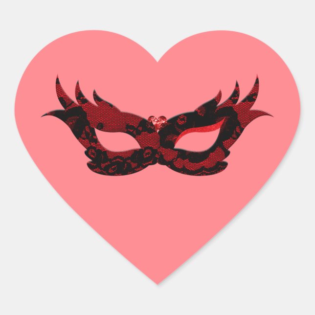 Cute Masquerade Mask Heart Sticker (Front)