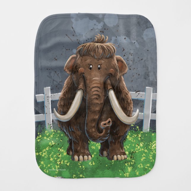 Cute Mastodon Baby Burp Cloth (Front)