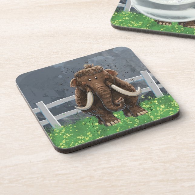 Cute Mastodon Beverage Coaster (Left Side)