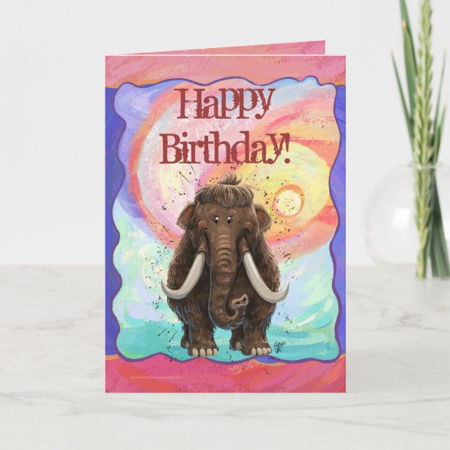Cute Mastodon Happy Birthday Card (Front)