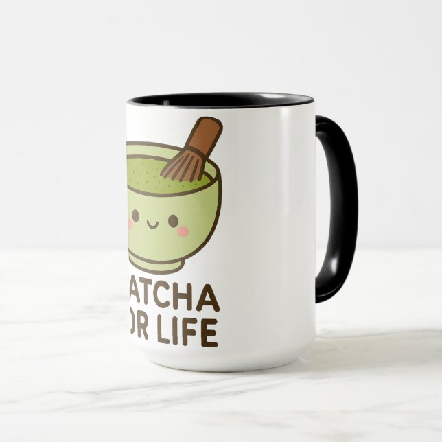 Cute Matcha Bowl Sticker Mug (Front Right)