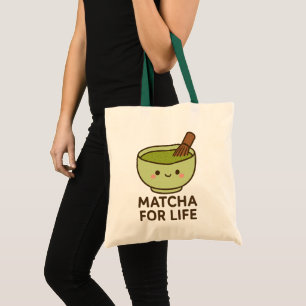 Cute Matcha Bowl Sticker Tote Bag