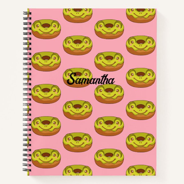 Cute Matcha Frog Donut Notebook (Front)