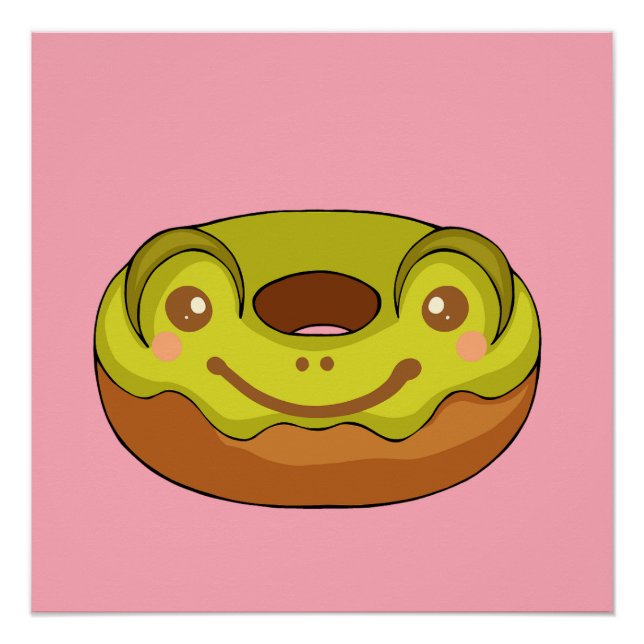 Cute Matcha Frog donut Poster (Front)
