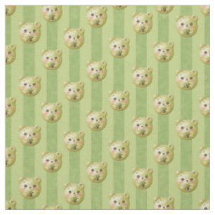 Cute Matcha Green Teddy Bear and Stripe Fabric