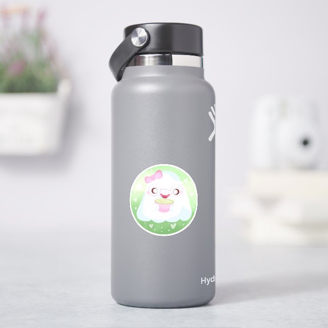 Cute Matcha Latte Ghost Sticker (HydroFlask)