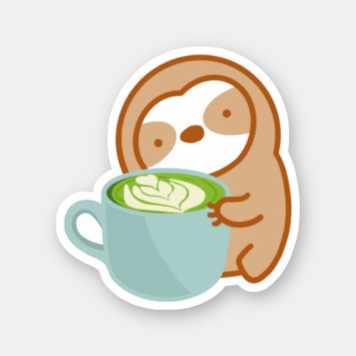 Cute Matcha Latte Sloth Sticker