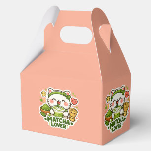 Cute Matcha Lover Cat Favor Boxes