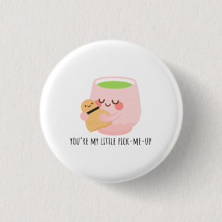 Cute Matcha Tea Hug Illustration Button