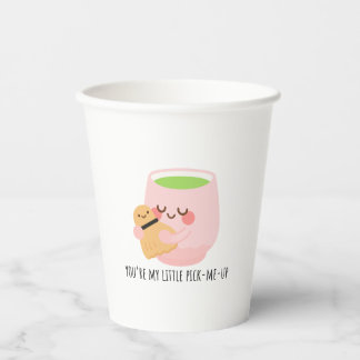 Cute Matcha Tea Hug Illustration Paper Cups