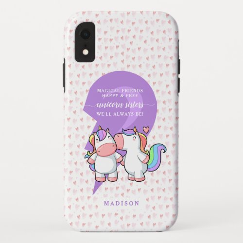 Cute Matching Best Friends Unicorn Quote Monogram iPhone XR Case
