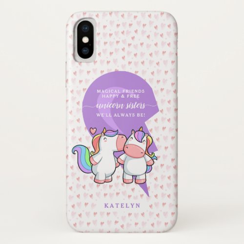 Cute Matching Best Friends Unicorn Quote Monogram iPhone XS Case