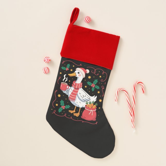 Cute Matching Christmas Goose Funny Family Ducks  Stocking (Front)