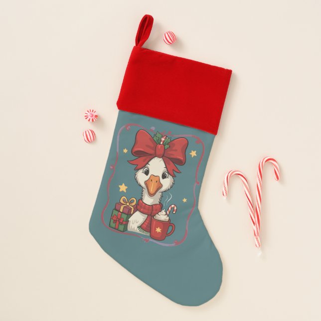 Cute Matching Christmas Goose Funny Family Ducks  Stocking (Front)