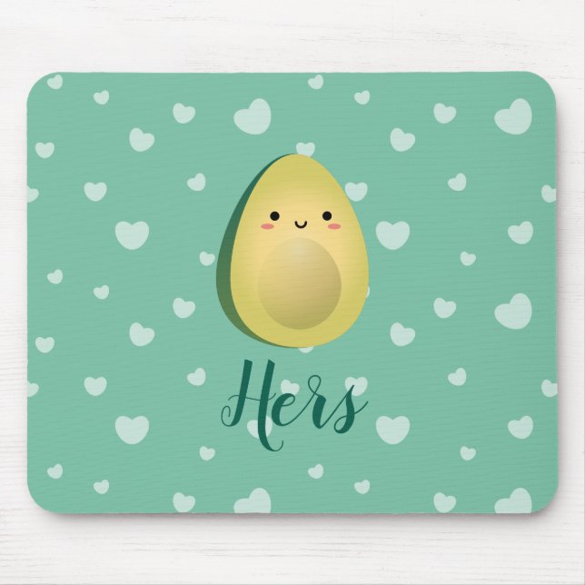 Cute Matching Couple Avocados Funny Lets Avocuddle Mouse Pad (Front)