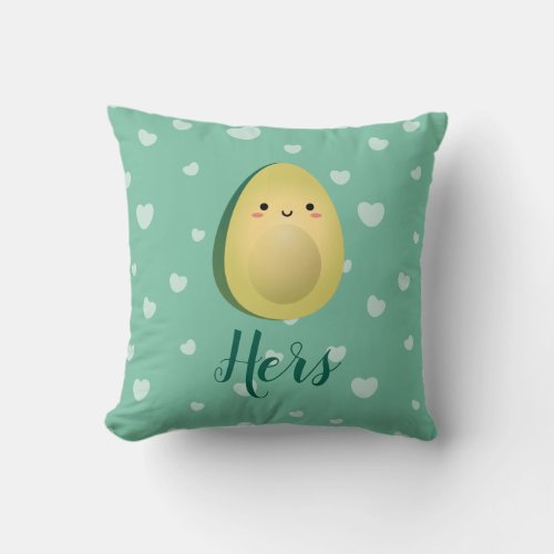Cute Matching Couple Avocados Funny Lets Avocuddle Throw Pillow