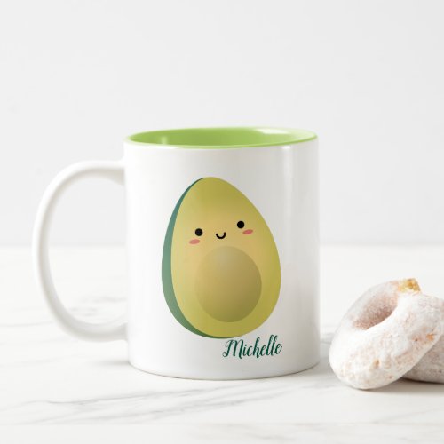 Cute Matching Couple Avocados Funny Lets Avocuddle Two_Tone Coffee Mug