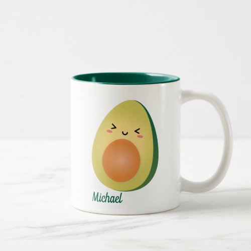 Cute Matching Couple Avocados Funny Lets Avocuddle Two_Tone Coffee Mug