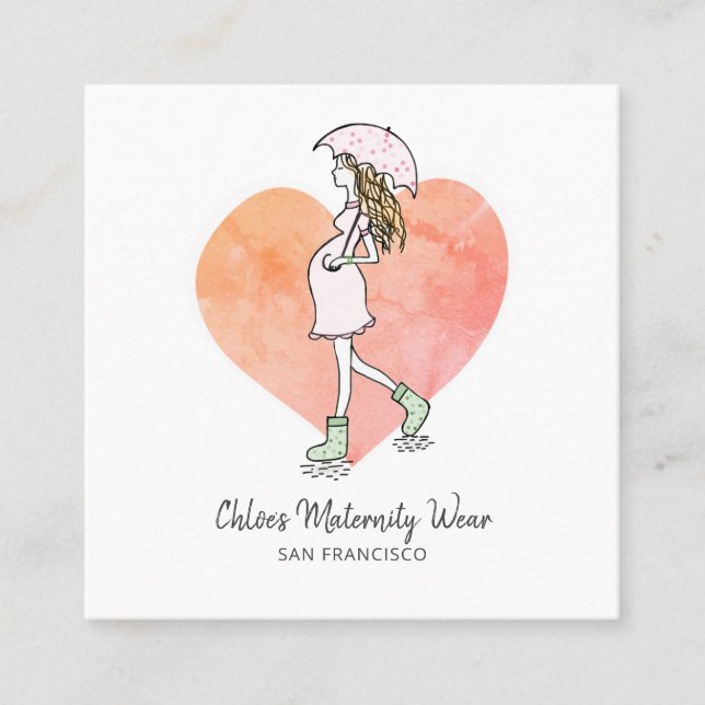 Cute Maternity Pregnancy Clothing Square Business Card (Front)